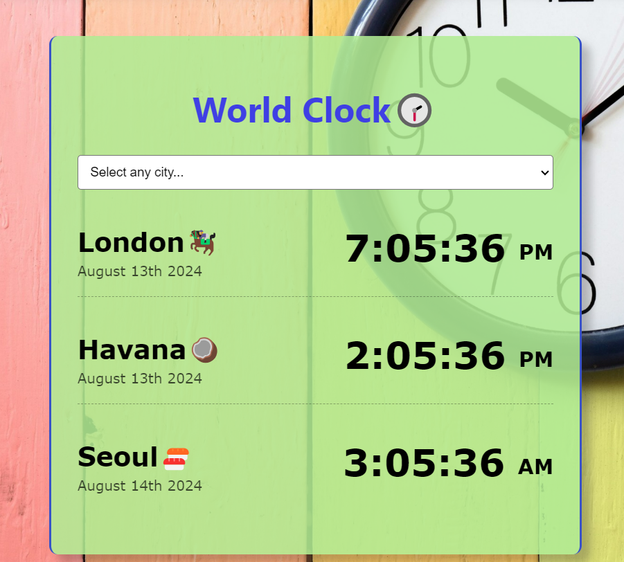 World clock project preview